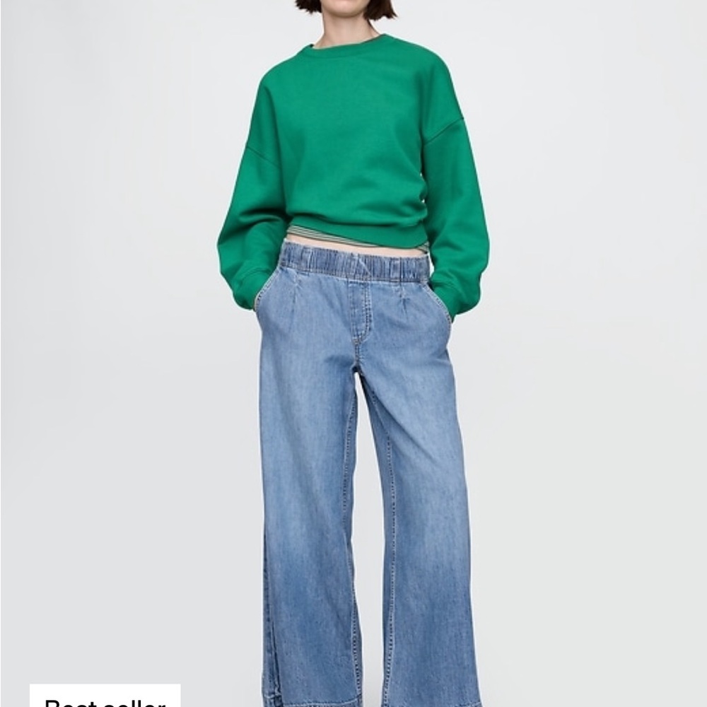 NWT Gap Mid Rise UltraSoft Pleated Easy Baggy Jeans